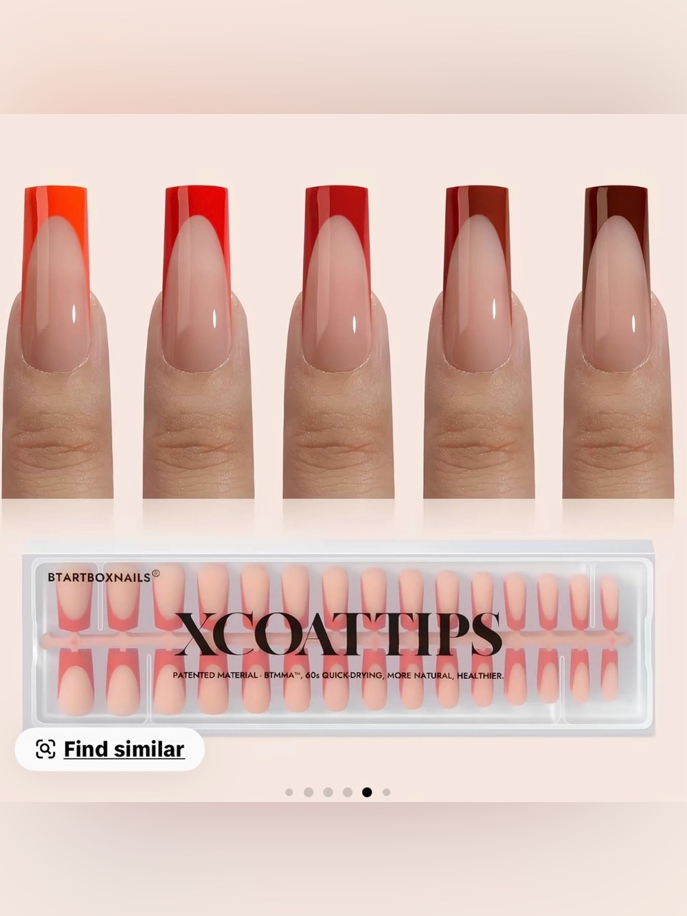 XCoattips Red Ombre French Press-On Nails